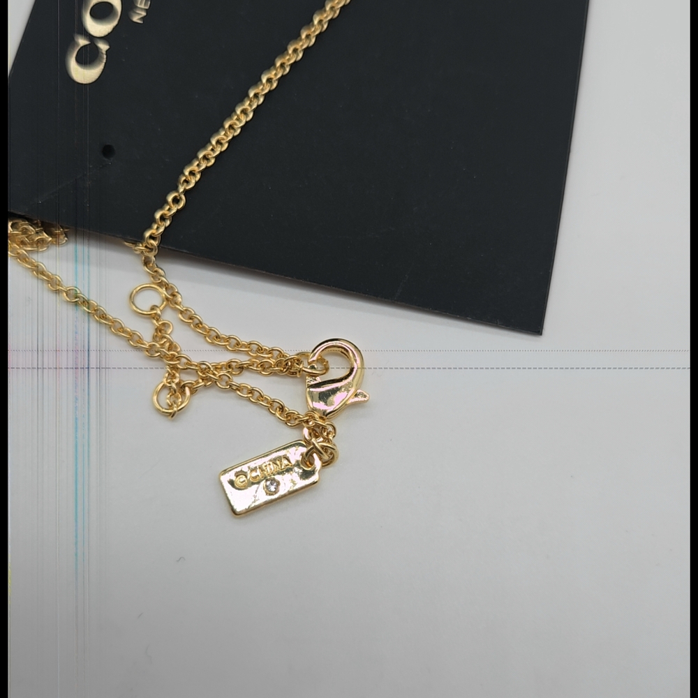 NC2 - Coach Gold Necklace with Pink And Red Pave Heart Pendant - Picture 10 of 11